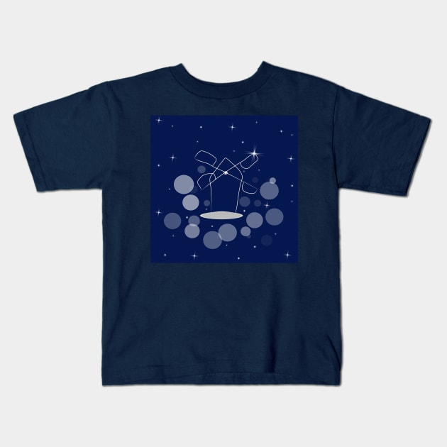 Mill, harvest, flour. Banner, illustration with dark blue color background Kids T-Shirt by grafinya